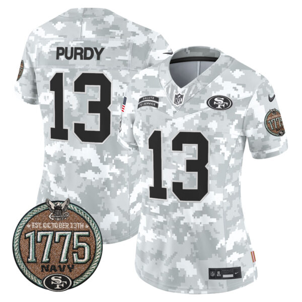Women's 49ers 2024 Salute to Service Establishment Year Patch Vapor Limited Jersey - All Stitched - Image 25