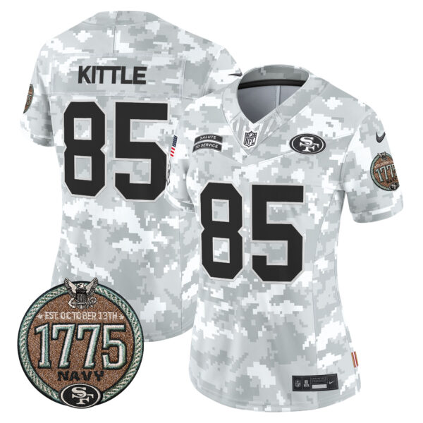 Women's 49ers 2024 Salute to Service Establishment Year Patch Vapor Limited Jersey - All Stitched - Image 26