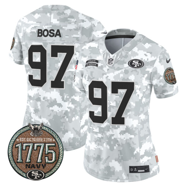 Women's 49ers 2024 Salute to Service Establishment Year Patch Vapor Limited Jersey - All Stitched - Image 29