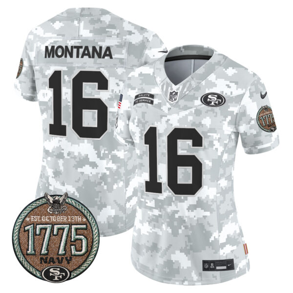 Women's 49ers 2024 Salute to Service Establishment Year Patch Vapor Limited Jersey - All Stitched - Image 30