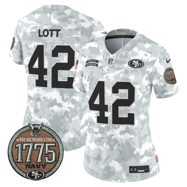 Women's 49ers 2024 Salute to Service Establishment Year Patch Vapor Limited Jersey - All Stitched - Image 31