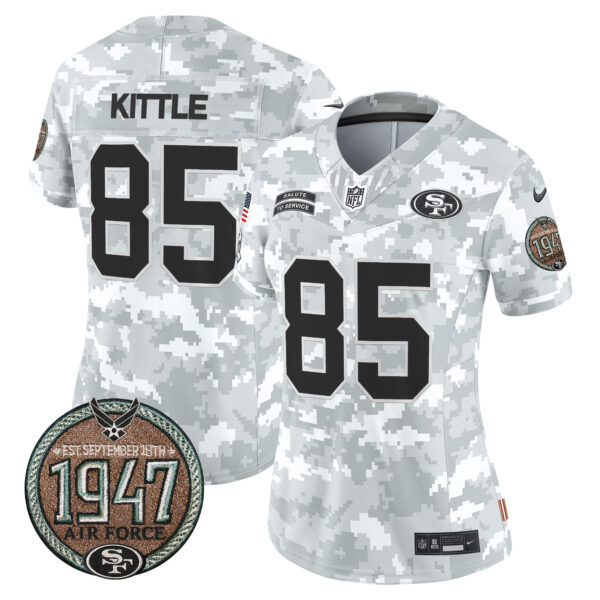 Women's 49ers 2024 Salute to Service Establishment Year Patch Vapor Limited Jersey - All Stitched - Image 37