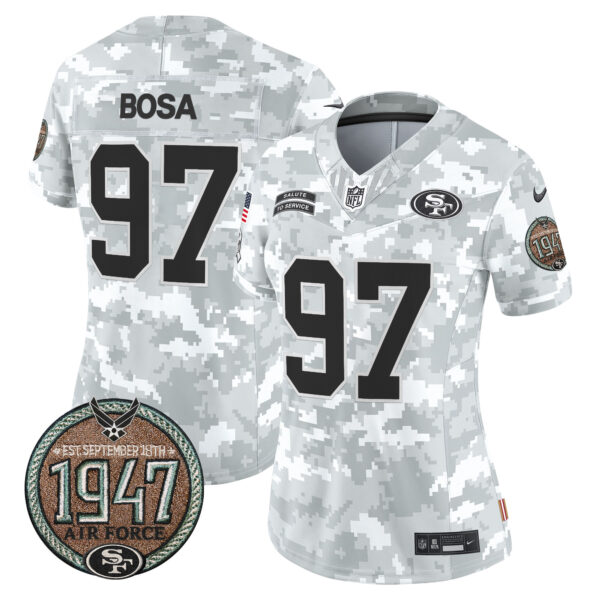 Women's 49ers 2024 Salute to Service Establishment Year Patch Vapor Limited Jersey - All Stitched - Image 40