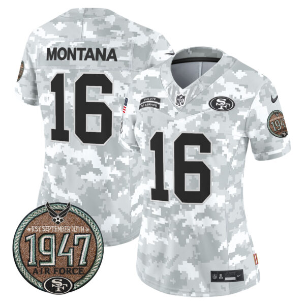 Women's 49ers 2024 Salute to Service Establishment Year Patch Vapor Limited Jersey - All Stitched - Image 41