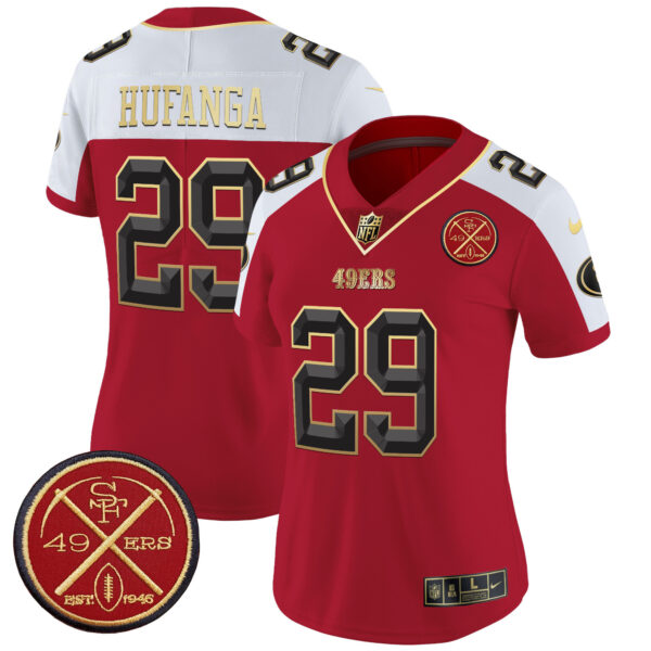 Women's San Francisco 49ers Est.1946 Patch Vapor Limited Jersey V2 - All Stitched - Image 40