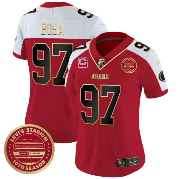 Women's 49ers Levi'S Stadium 10th Season Patch Vapor Limited Jersey - All Stitched - Image 47