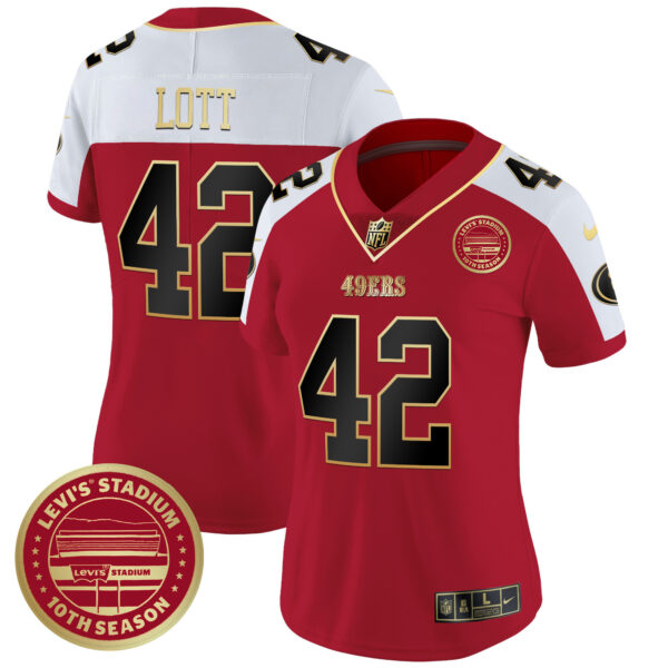 Women's 49ers Levi'S Stadium 10th Season Patch Vapor Limited Jersey - All Stitched - Image 49