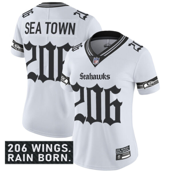 Women's Seattle Seahawks 'Gothic Rain City Shadows Edition' Vapor Limited Jersey - All Stitched - Image 10