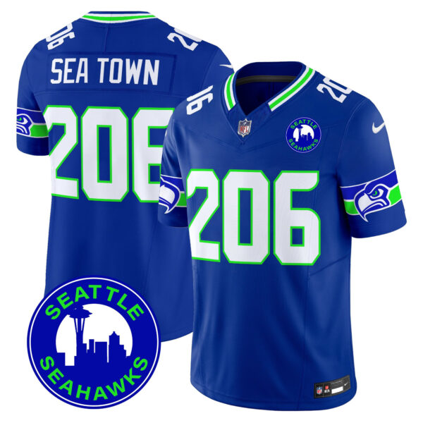 Men's Seattle Seahawks 2025 Seattle City Patch Vapor Limited Jersey - All Stitched - Image 18