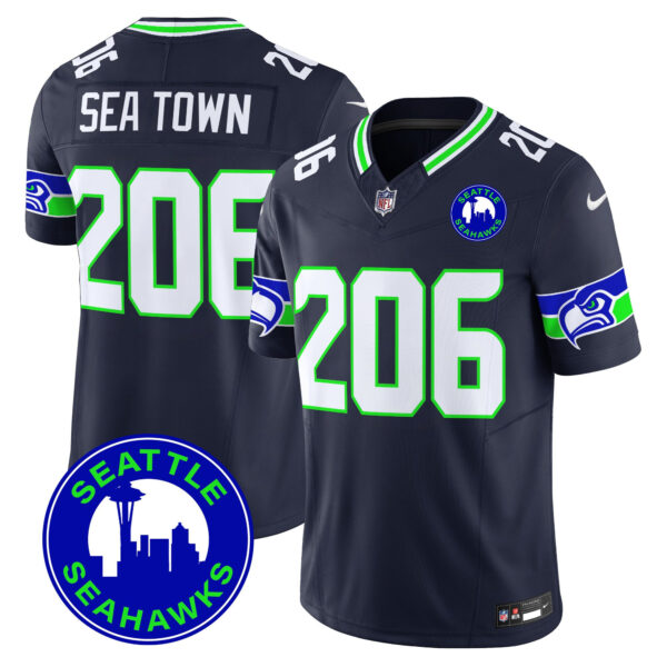 Men's Seattle Seahawks 2025 Seattle City Patch Vapor Limited Jersey - All Stitched - Image 34