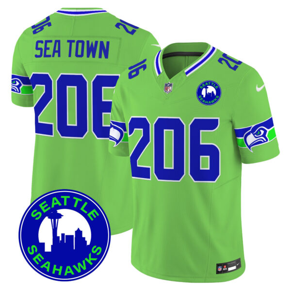 Men's Seattle Seahawks 2025 Seattle City Patch Vapor Limited Jersey - All Stitched - Image 42