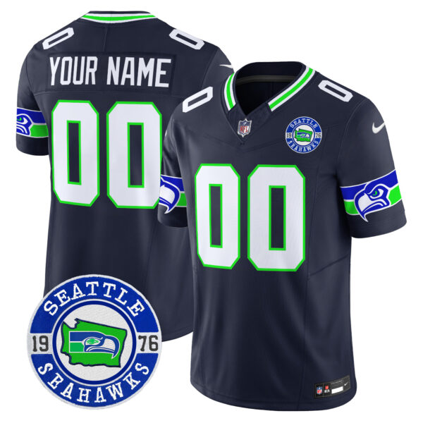 Seattle Seahawks 2025 Seattle Est. 1976 Patch Vapor Limited Custom Jersey - All Stitched - Image 3