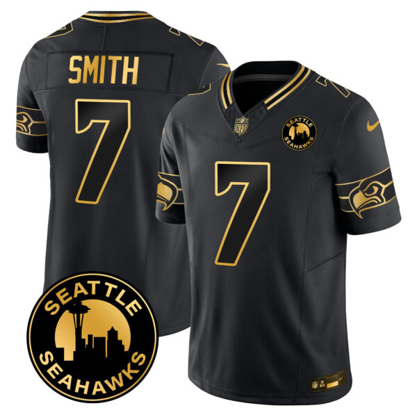 Men's Seattle Seahawks 2025 Seattle City Patch Gold Vapor Limited Jersey - All Stitched - Image 4