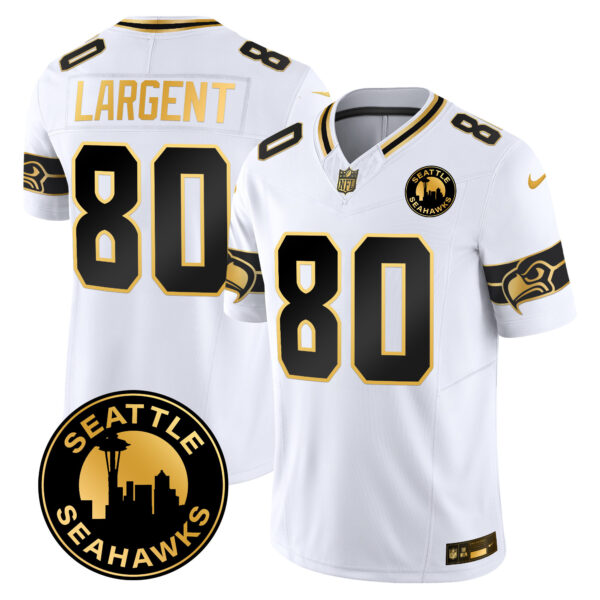 Men's Seattle Seahawks 2025 Seattle City Patch Gold Vapor Limited Jersey - All Stitched - Image 13