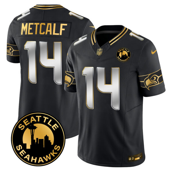 Men's Seattle Seahawks 2025 Seattle City Patch Gold Vapor Limited Jersey - All Stitched - Image 18