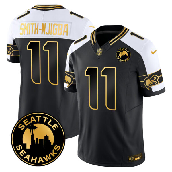 Men's Seattle Seahawks 2025 Seattle City Patch Gold Vapor Limited Jersey - All Stitched - Image 22