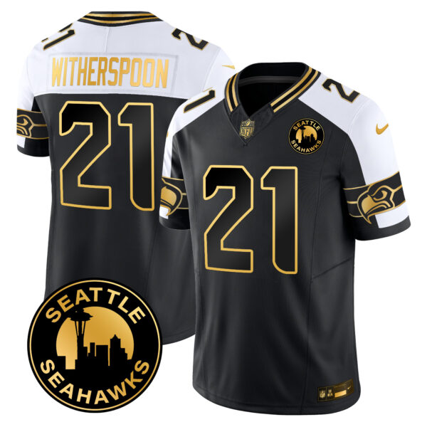 Men's Seattle Seahawks 2025 Seattle City Patch Gold Vapor Limited Jersey - All Stitched - Image 23