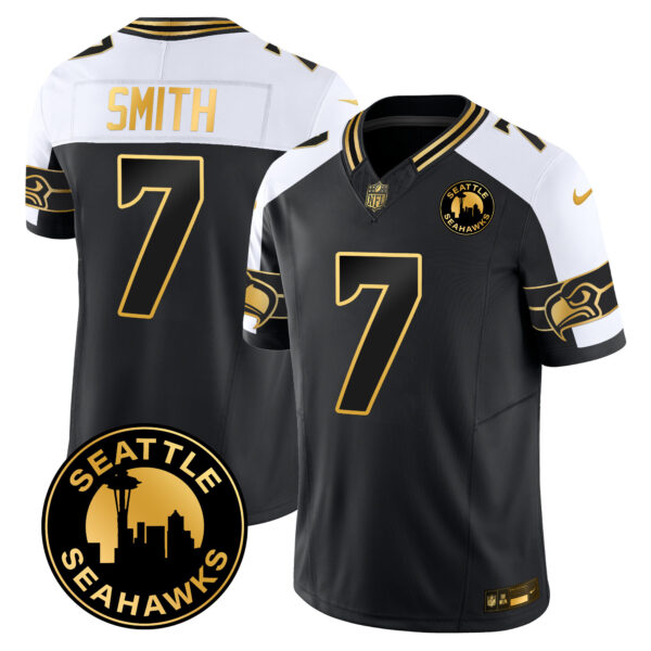 Men's Seattle Seahawks 2025 Seattle City Patch Gold Vapor Limited Jersey - All Stitched - Image 24