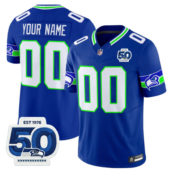 Seattle Seahawks 50th Anniversary Patch Vapor Limited Custom Jersey - All Stitched - Image 5