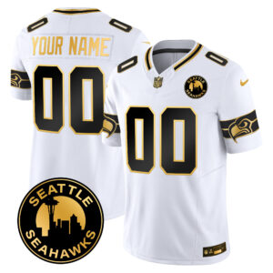 Seattle Seahawks 2025 Seattle City Patch Gold Vapor Limited Custom Jersey - All Stitched