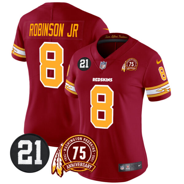 Women's Washington Redskins 75th & Sean Taylor Patch Vapor Limited Jersey V2 - All Stitched - Image 2
