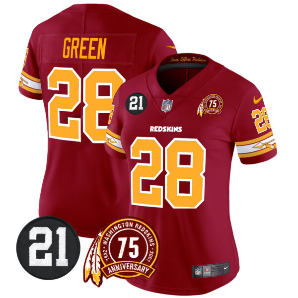 Women's Washington Redskins 75th & Sean Taylor Patch Vapor Limited Jersey V2 - All Stitched - Image 7