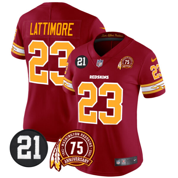 Women's Washington Redskins 75th & Sean Taylor Patch Vapor Limited Jersey V2 - All Stitched - Image 8
