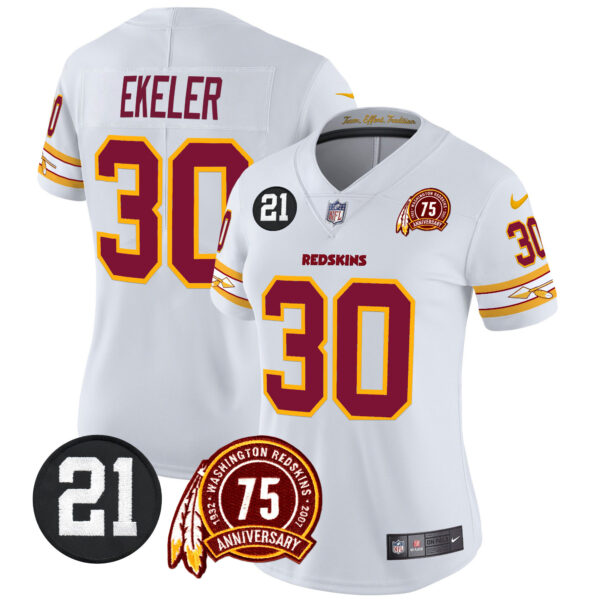 Women's Washington Redskins 75th & Sean Taylor Patch Vapor Limited Jersey V2 - All Stitched - Image 11