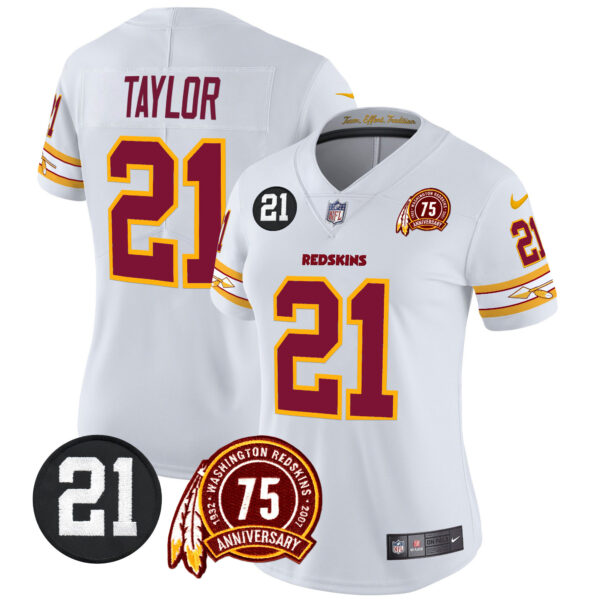 Women's Washington Redskins 75th & Sean Taylor Patch Vapor Limited Jersey V2 - All Stitched - Image 14