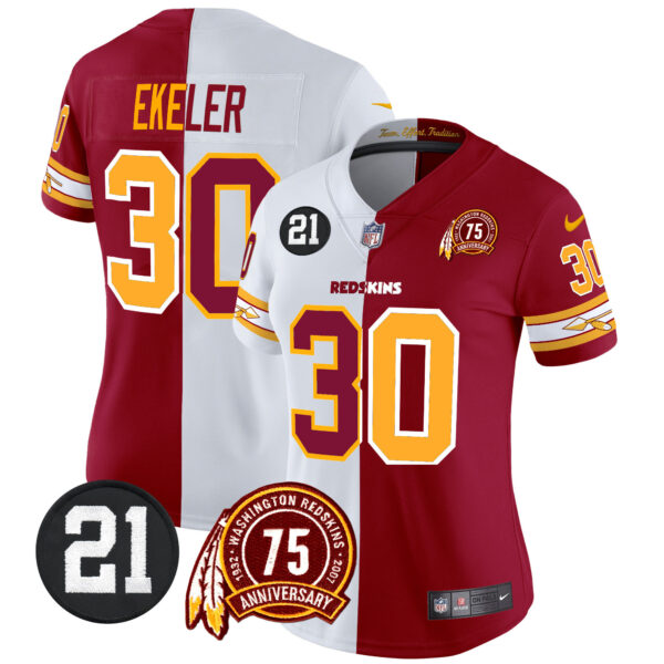 Women's Washington Redskins 75th & Sean Taylor Patch Vapor Limited Jersey V2 - All Stitched - Image 27