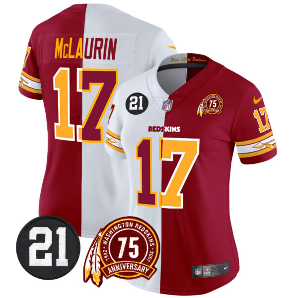 Women's Washington Redskins 75th & Sean Taylor Patch Vapor Limited Jersey V2 - All Stitched - Image 29