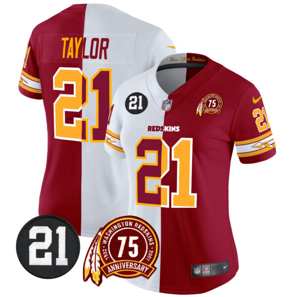 Women's Washington Redskins 75th & Sean Taylor Patch Vapor Limited Jersey V2 - All Stitched - Image 30