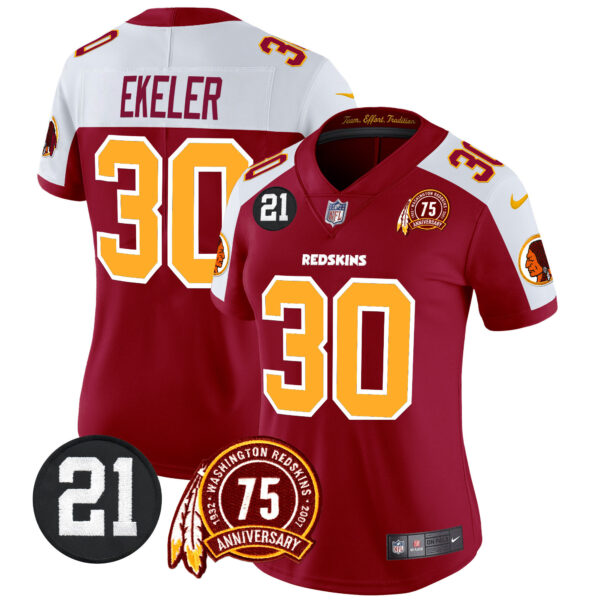Women's Washington Redskins 75th & Sean Taylor Patch Vapor Limited Jersey V2 - All Stitched - Image 43
