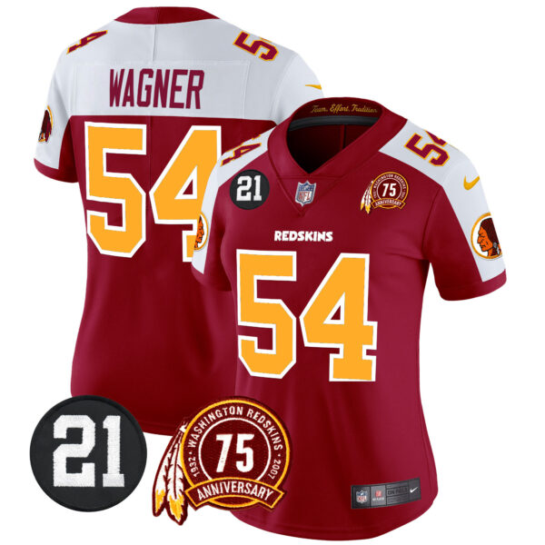 Women's Washington Redskins 75th & Sean Taylor Patch Vapor Limited Jersey V2 - All Stitched - Image 44