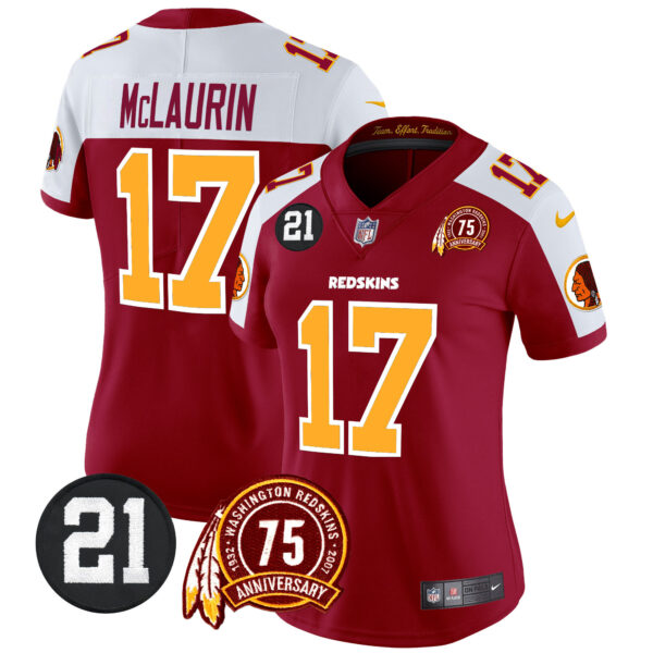 Women's Washington Redskins 75th & Sean Taylor Patch Vapor Limited Jersey V2 - All Stitched - Image 45