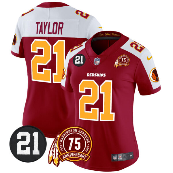 Women's Washington Redskins 75th & Sean Taylor Patch Vapor Limited Jersey V2 - All Stitched - Image 46