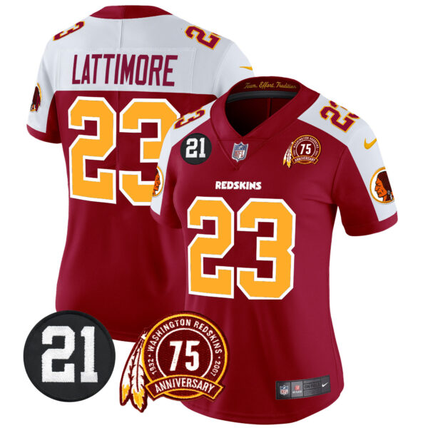 Women's Washington Redskins 75th & Sean Taylor Patch Vapor Limited Jersey V2 - All Stitched - Image 48