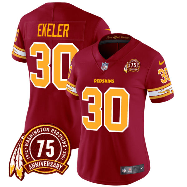 Women's Washington Redskins 75th Patch Vapor Limited Jersey - All Stitched - Image 11