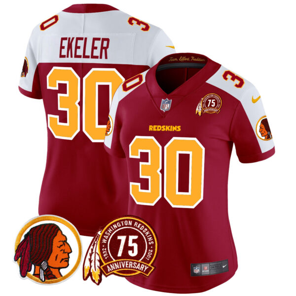 Women's Washington Redskins 75th Patch Vapor Limited Jersey - All Stitched - Image 35