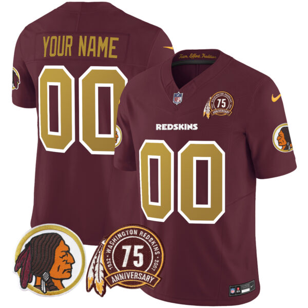 Washington Redskins Throwback 75th Patch Vapor Limited Custom Jersey - All Stitched - Image 4