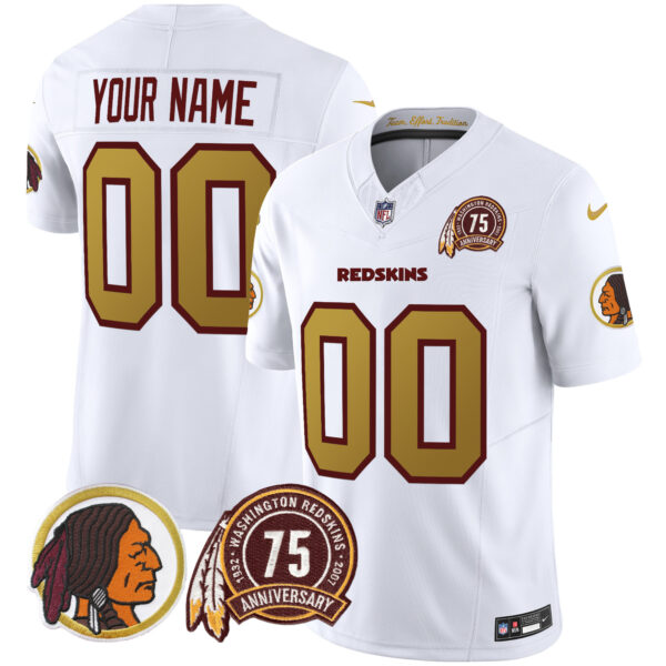 Washington Redskins Throwback 75th Patch Vapor Limited Custom Jersey - All Stitched - Image 5