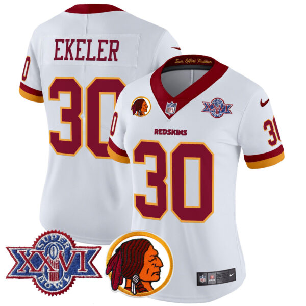 Women's Washington Redskins Throwback 1992 Super Bowl XXVI Patch Vapor Limited Jersey V2 - All Stitched - Image 4