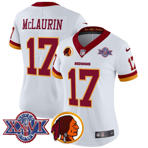 Women's Washington Redskins Throwback 1992 Super Bowl XXVI Patch Vapor Limited Jersey V2 - All Stitched - Image 6