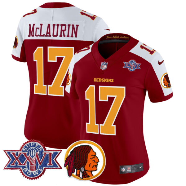Women's Washington Redskins Throwback 1992 Super Bowl XXVI Patch Vapor Limited Jersey V2 - All Stitched - Image 36