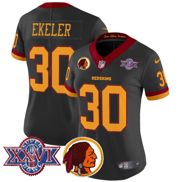 Women's Washington Redskins Throwback 1992 Super Bowl XXVI Patch Vapor Limited Jersey V2 - All Stitched - Image 44