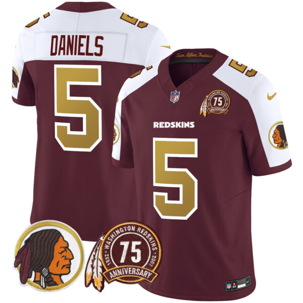 Men's Washington Redskins Throwback 75th Patch Vapor Limited Jersey - All Stitched - Image 2