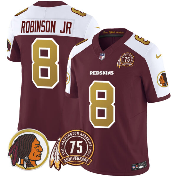 Men's Washington Redskins Throwback 75th Patch Vapor Limited Jersey - All Stitched - Image 3