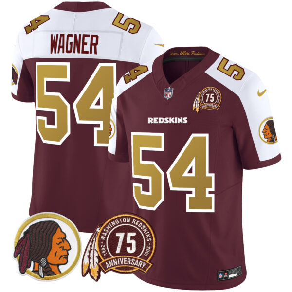 Men's Washington Redskins Throwback 75th Patch Vapor Limited Jersey - All Stitched - Image 5