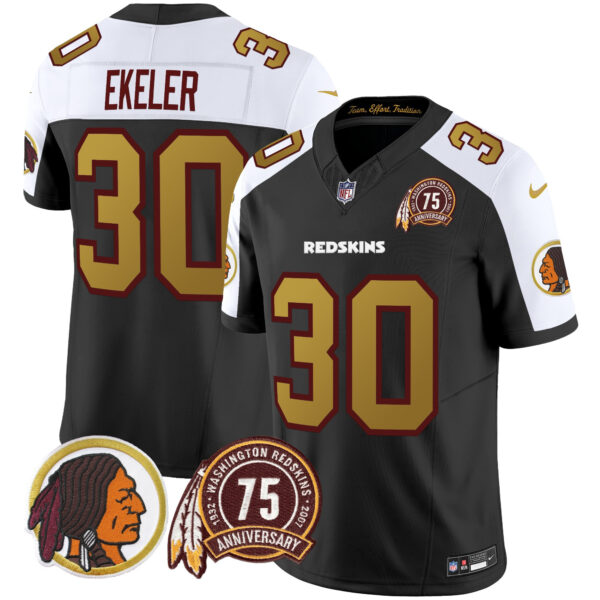 Men's Washington Redskins Throwback 75th Patch Vapor Limited Jersey - All Stitched - Image 12
