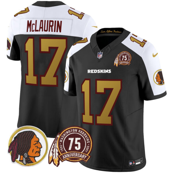 Men's Washington Redskins Throwback 75th Patch Vapor Limited Jersey - All Stitched - Image 14
